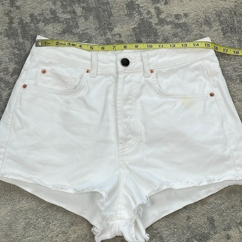 Raey Cotton Denim Jean Shorts White Button Fly Rigid No Stretch Sz 26